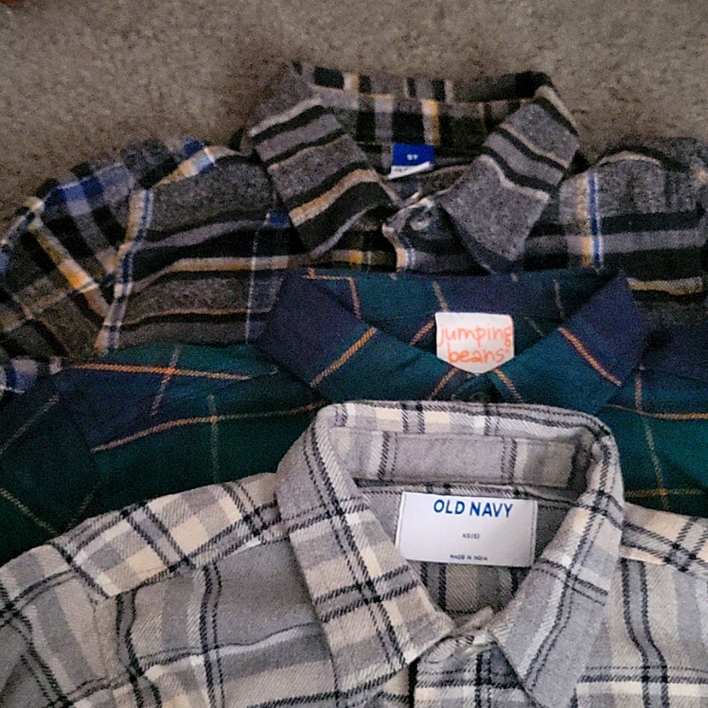 Lot of 3 5/5T Boys Flannel Button Down Shirts
